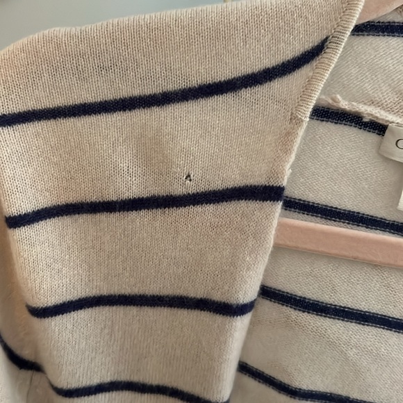 Garnet Hill cream striped cashmere open front cardigan - Picture 6 of 9